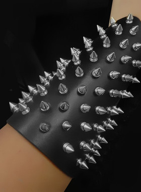 银色铆钉小众皮质朋克鞋带大手带