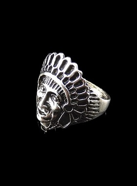 中大号飞鹰展翅银色合金朋克戒指