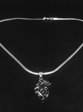 金色仿五角硬币仿银刀片链短项链