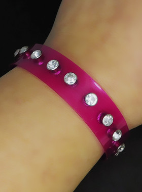 星星紫红半透明软塑料朋克细手链