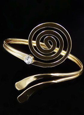 尾巴水钻金色折线两层潮流风臂环