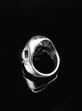 内径20mm银色骷髅鬼头朋克风戒指