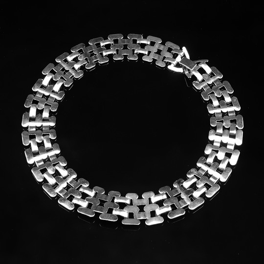 银色金属串联方格时尚民族风个性化项链女男装饰品道具挂链毛衣链