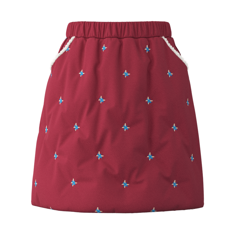 【新品】papa爬爬冬季儿童裙子半身裙松紧腰绣花毛绒口袋可爱新年,淘宝优惠券,粉丝福利购,淘宝优惠卷