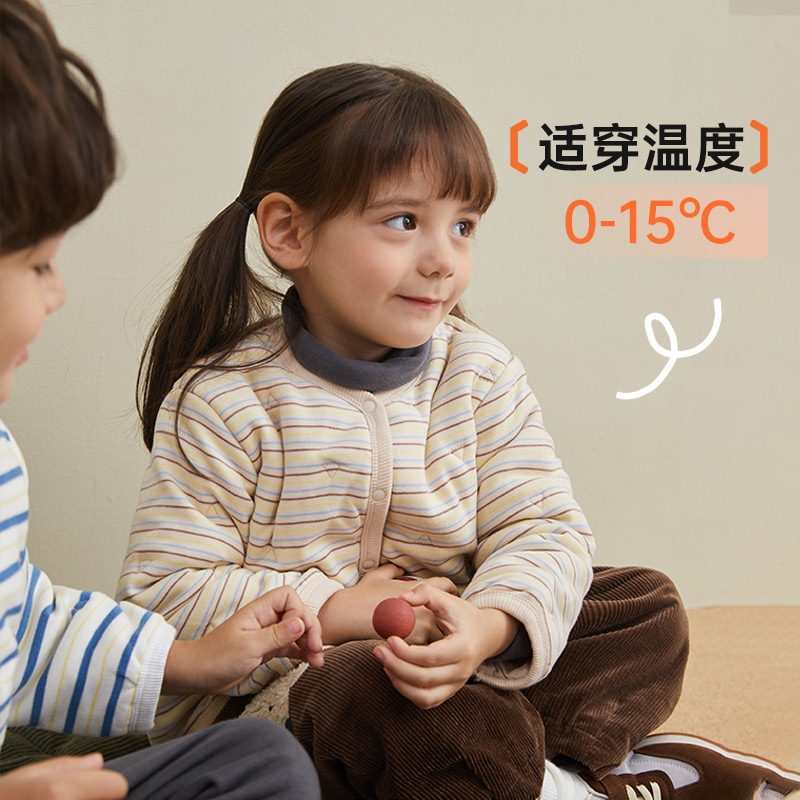 【波波绒】papa爬爬秋冬宝宝棉服男女儿童外套条纹加厚保暖,淘宝优惠券,粉丝福利购,淘宝优惠卷