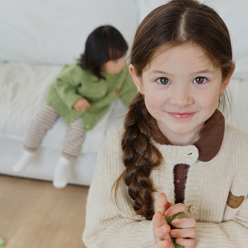 【新品】papa爬爬秋冬季儿童毛衣外套针织开衫柔软百搭男女童保暖