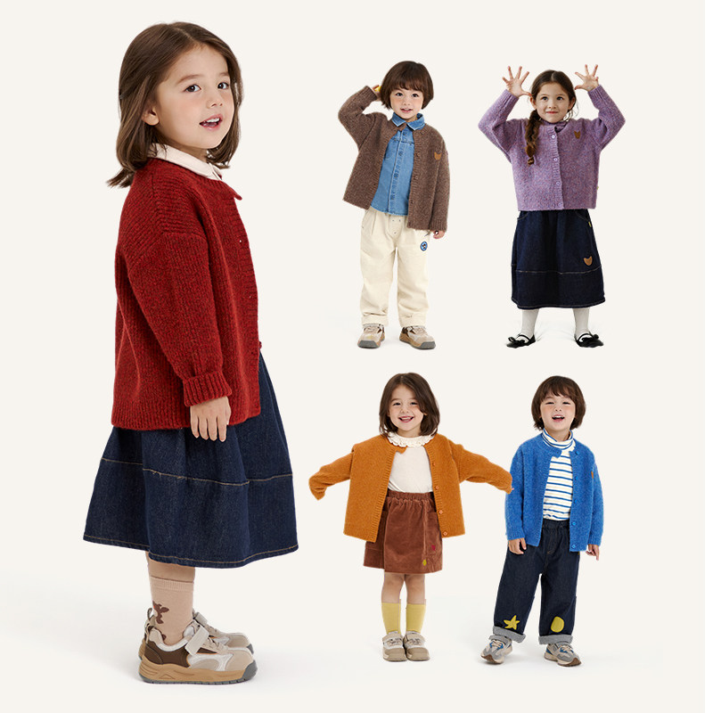 【新品】papa爬爬秋冬季儿童毛衣外套针织开衫柔软百搭男女童保暖