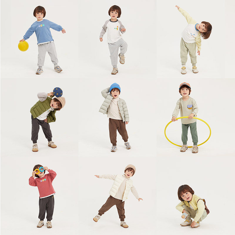 【幼儿园裤】papa爬爬秋冬季儿童裤子加绒男女童糯米棉宽松运动裤