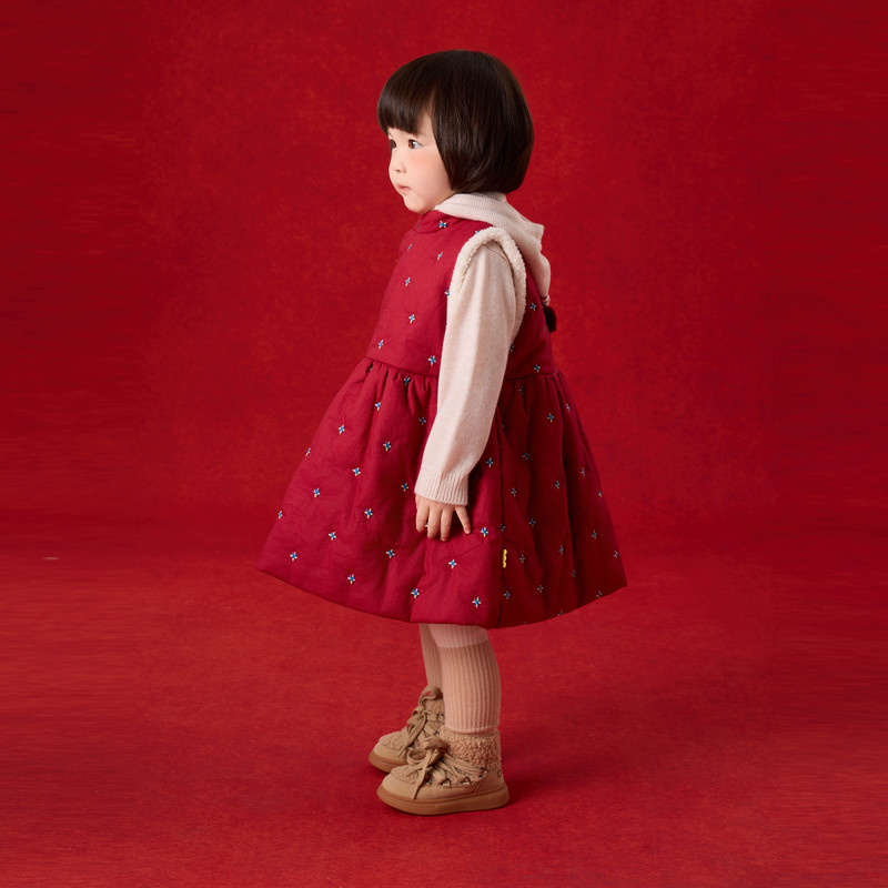 【新品】papa爬爬冬季儿童裙子女童无袖柔软亲肤防风保暖背心裙,淘宝优惠券,粉丝福利购,淘宝优惠卷