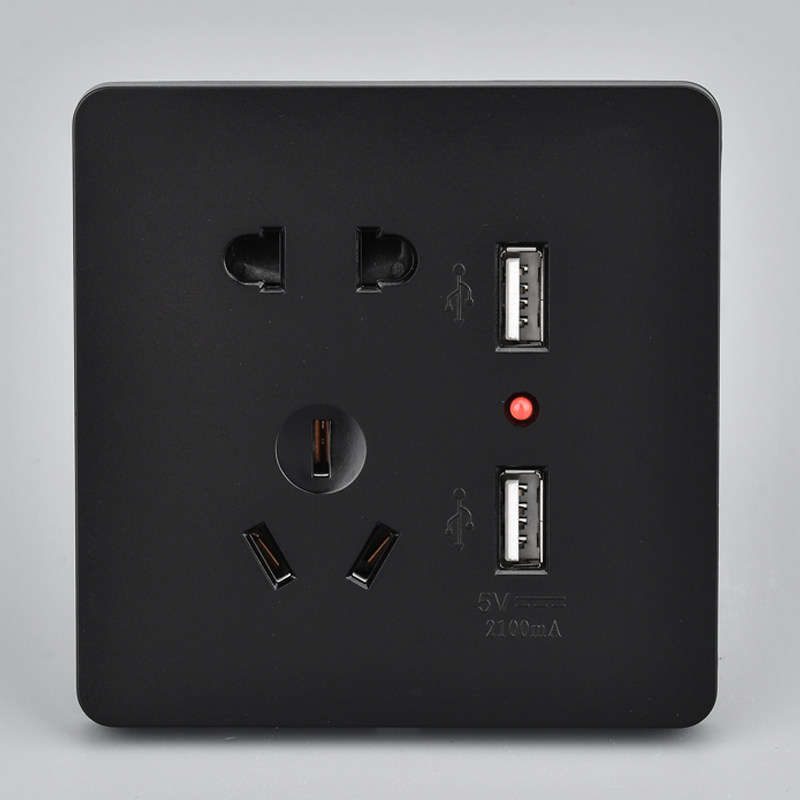 暗装USB插座面板墙壁五孔双USB插座手机充电2.1A转5V五孔USB插座,淘宝优惠券,粉丝福利购,淘宝优惠卷