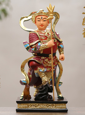 二郎神杨戬神像家用供奉摆件树脂佛像站坐二郎真君哮天犬天神将军