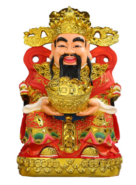 树脂佛像招财文财神爷摆件居家供奉红衣财神神像家用财神
