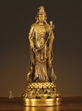 黄铜佛像摆件一套西方三圣观世音菩萨阿弥陀佛大势至菩萨佛堂供奉