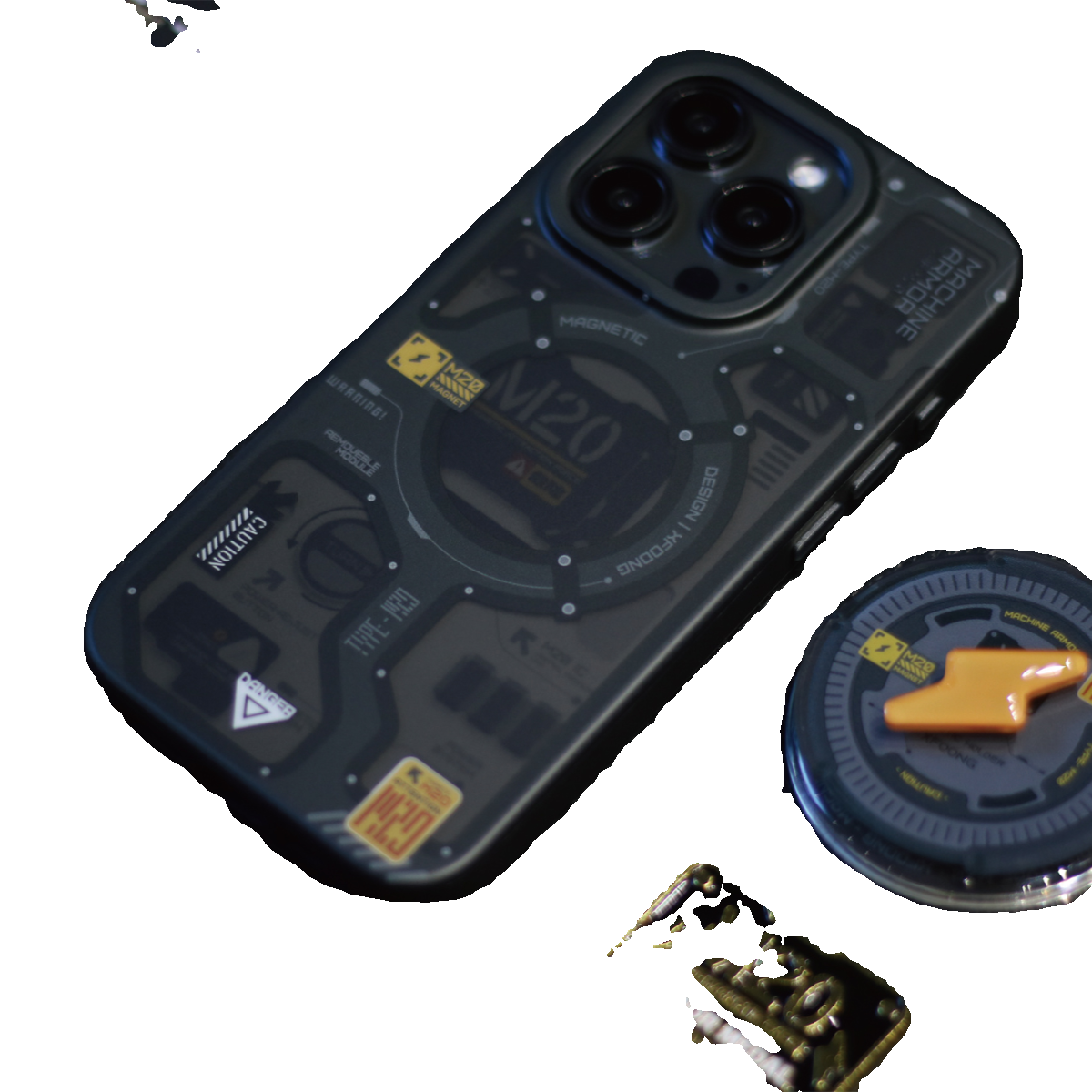 XFOONG原创|设计师品牌 召唤机甲M20黑化版 一体磨砂黑 双面imd TPU材质 15ProMax手机壳 - 图3