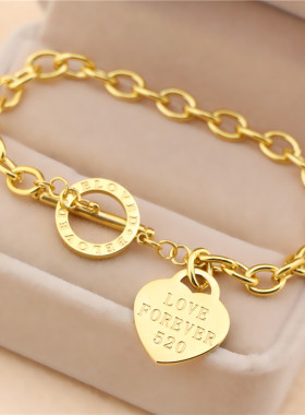 幸运爱心网红手链女玫瑰金不掉色