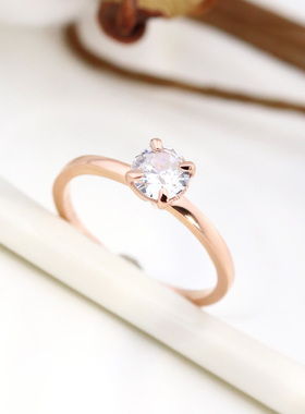 不掉色一克拉钻石戒指女高级感