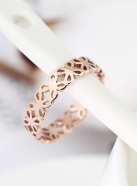 韩版钛钢玫瑰金网红戒指学生ins