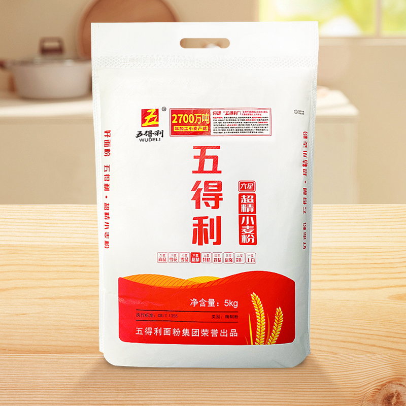 【五得利面粉】六星超精小麦粉5kg商用/家庭用中筋通用粉10斤包邮-图2