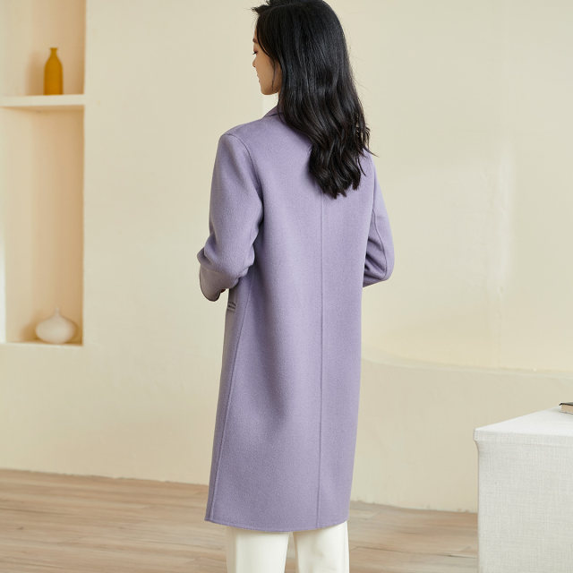 Mi Siyang's elegant and elegant solid color 100% wool coat