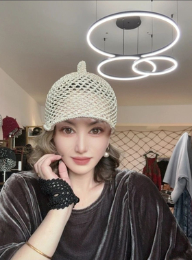 手工【冰丝线的夏季奶嘴鸭舌帽子】新款防晒时尚编织百搭镂空