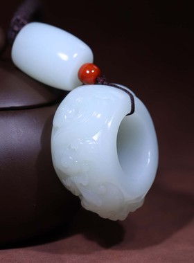 玉秀和田玉青龙扳指定制手饰把件