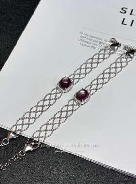 天然锂云母手链设计款紫色水晶手串单圈水晶手串蕾丝款女生礼物