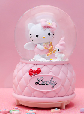 彩灯飘雪花音乐水晶球猫礼物儿童