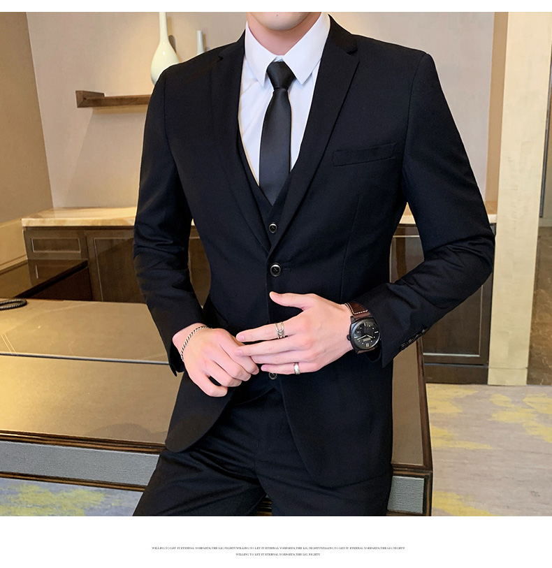 韩版修身西装套装男士商务休闲青少年小西服外套结婚礼服职业正装