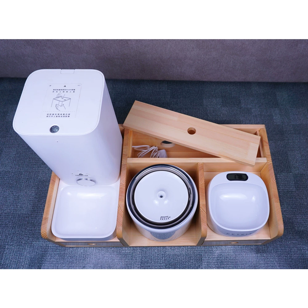 [小佩mini自动喂食器饮水机架子宠物碗组合木架子猫狗实木投食器架]