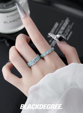 黑度小众蓝色滴胶星星对戒