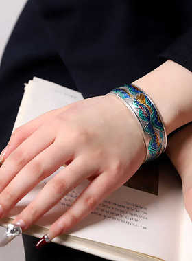 万里江山足银999手镯男女可戴