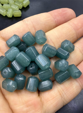 四海玉器 饰品配件香槟色玉石六棱算盘珠 黄口石英岩玉算盘珠筒珠