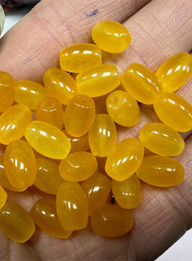 四海玉器 6*9毫米黄龙玉米珠散珠 黄玉石米珠散批 长珠 特价