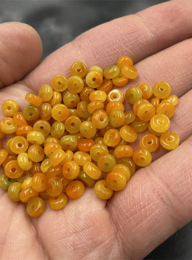 四海玉器 DIY饰品配件6毫米橘黄色翡翠玉石隔珠隔片 平安扣散珠
