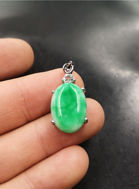 玉器真空电镀镶嵌白底青蛋形吊坠