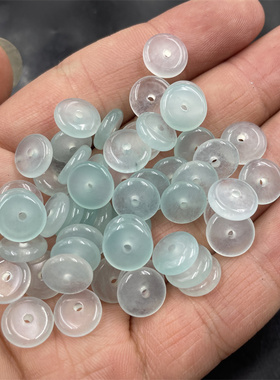 DIY饰品配件10毫米冰种豆绿色巴山翠玉算盘珠隔珠隔片散批 薄隔片