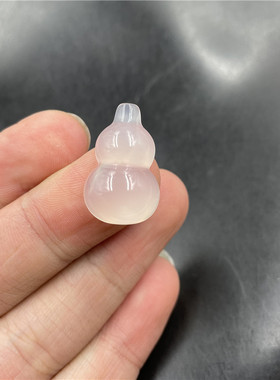 四海玉器 DIY饰品配件阳绿色玛瑙葫芦戒面 粉色葫芦裸石 白色玉面