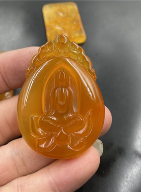 四海龙牌红玉髓悟道仕女关公吊坠