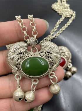 镶嵌百福如意锁吊坠毛衣链挂件