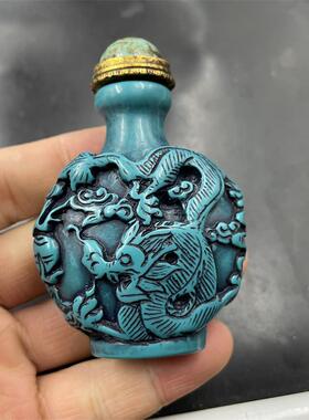 四海玉器 复古做旧优化蓝色仿松石鼻烟壶 特价