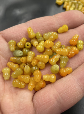 DIY饰品配件黄翡葫芦花瓶珠子