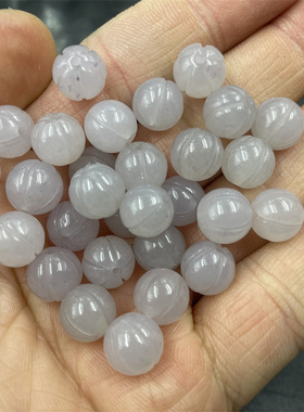 DIY饰品配件10毫米藕粉色玉石南瓜珠散珠 莲花珠 烟紫色瓜珠散批