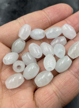 四海玉器 DIY饰品配件白底青巴山翠玉米珠散珠 大孔玉珠子散批
