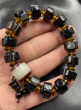 西藏老玛瑙手链藏式九眼天珠复古