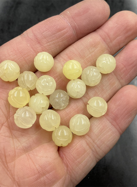 DIY饰品配件10毫米彩色巴山翠玉莲花珠 粉色玉珠子 蓝色雕花圆珠