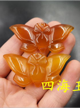 玉器天然红色玛瑙手工雕刻吊坠