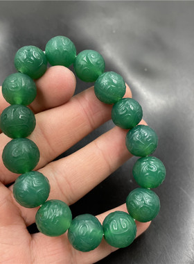 玉器毫米绿色回纹雕花黄玛瑙特价