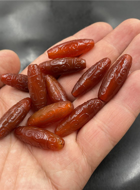 红玛瑙回纹雕花米珠散珠
