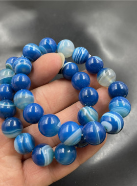 女款缠丝玛瑙手链手串蓝色