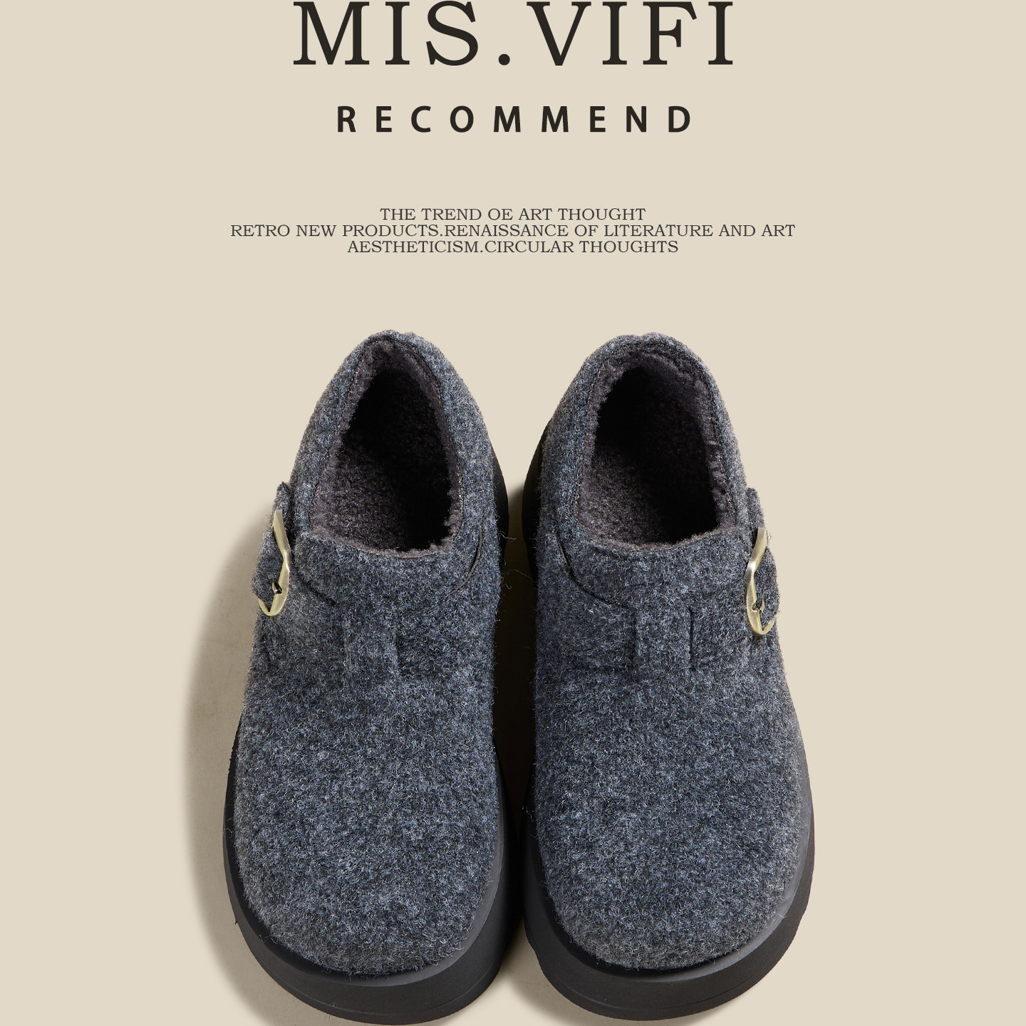 厚底增高勃肯鞋女2025冬季新款保暖加绒加厚松糕懒人一脚蹬毛毛鞋,淘宝优惠券,粉丝福利购,淘宝优惠卷